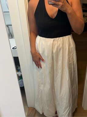 White Maxi Skirt - Lightweight Gathered Waist
